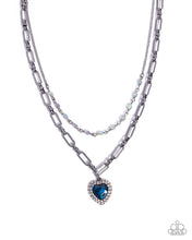 Load image into Gallery viewer, Match Made In HAUTE - Blue (Gunmetal Chain) Heart Necklace