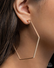 Load image into Gallery viewer, Handcrafted Hexagons - Gold (Hoop) Earring