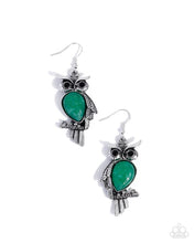 Load image into Gallery viewer, Owl Observation - Green (Owl Earrings