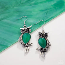 Load image into Gallery viewer, Owl Observation - Green (Owl Earrings