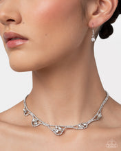 Load image into Gallery viewer, Noble Nuptials - White Complete Look: Wedding Wardrobe - White Necklace,Bridal Backdrop - White Bracelet, and Marriage Makeover - White Hoop Earring (BB-WT-MR)