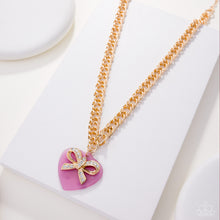 Load image into Gallery viewer, Coquette Cameo - Pink (Acrylic Heart) Necklace