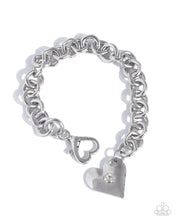 Load image into Gallery viewer, Full of Affection - White Rhinestone (Silver Heart) Bracelet