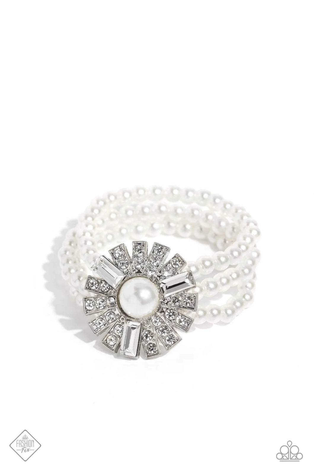 Gifted Gatsby - White (Rhinestone and Pearl) Bracelet (FFA-1023)
