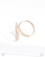 Load image into Gallery viewer, Glitzy By Association - Gold Hoop (Dipped in White Rhinestone) Earring