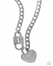 Load image into Gallery viewer, Lock Up Your Love - White (Rhinestone) Heart Necklace (LOP-0624)