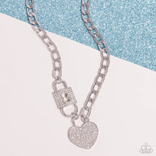 Load image into Gallery viewer, Lock Up Your Love - White (Rhinestone) Heart Necklace (LOP-0624)