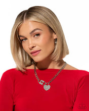 Load image into Gallery viewer, Lock Up Your Love - White (Rhinestone) Heart Necklace (LOP-0624)