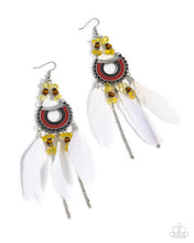 Load image into Gallery viewer, Serene Stage - Yellow (White Feather) Earring
