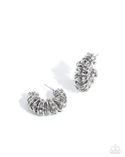 Load image into Gallery viewer, Serrated Sophistication - White (Rhinestone) Silver Hoop Earring