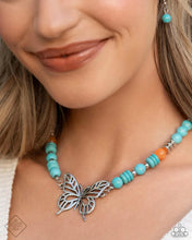 Load image into Gallery viewer, Try As I FLIGHT - Blue (Turquoise/Silver Butterfly) Necklace (SSF-0524)