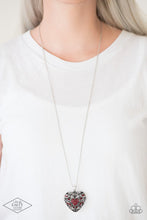 Load image into Gallery viewer, Heartless Heiress - Red Rhinestone (Silver Heart) Necklace freeshipping - JewLz4u Gemstone Gallery