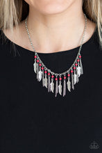 Load image into Gallery viewer, Feathered Ferocity - Red Necklace freeshipping - JewLz4u Gemstone Gallery