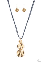 Load image into Gallery viewer, Circulating Shimmer - Blue Cord/ Gold Discs Necklace freeshipping - JewLz4u Gemstone Gallery