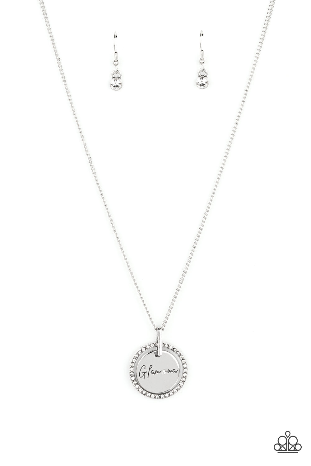 Glam-ma Glamorous - White (Rhinestone/Silver Ring) Necklace