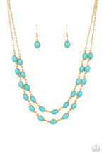 Load image into Gallery viewer, Sahara Safari - Blue (Turquoise) Gold Necklace freeshipping - JewLz4u Gemstone Gallery