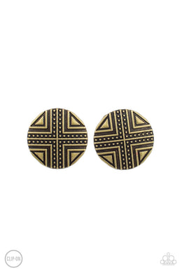 Shielded Shimmer - Brass Clip-On Earring freeshipping - JewLz4u Gemstone Gallery