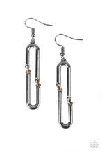 Load image into Gallery viewer, Linked and Synced - Black (Gunmetal/Gold Rings) Earring