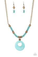 Load image into Gallery viewer, Oasis Goddess - Brass (Turquoise Stone) Necklace freeshipping - JewLz4u Gemstone Gallery