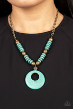 Load image into Gallery viewer, Oasis Goddess - Brass (Turquoise Stone) Necklace freeshipping - JewLz4u Gemstone Gallery