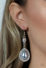 Load image into Gallery viewer, Elite Elegance - Silver (Pearly Gray/White Rhinestone) Earring