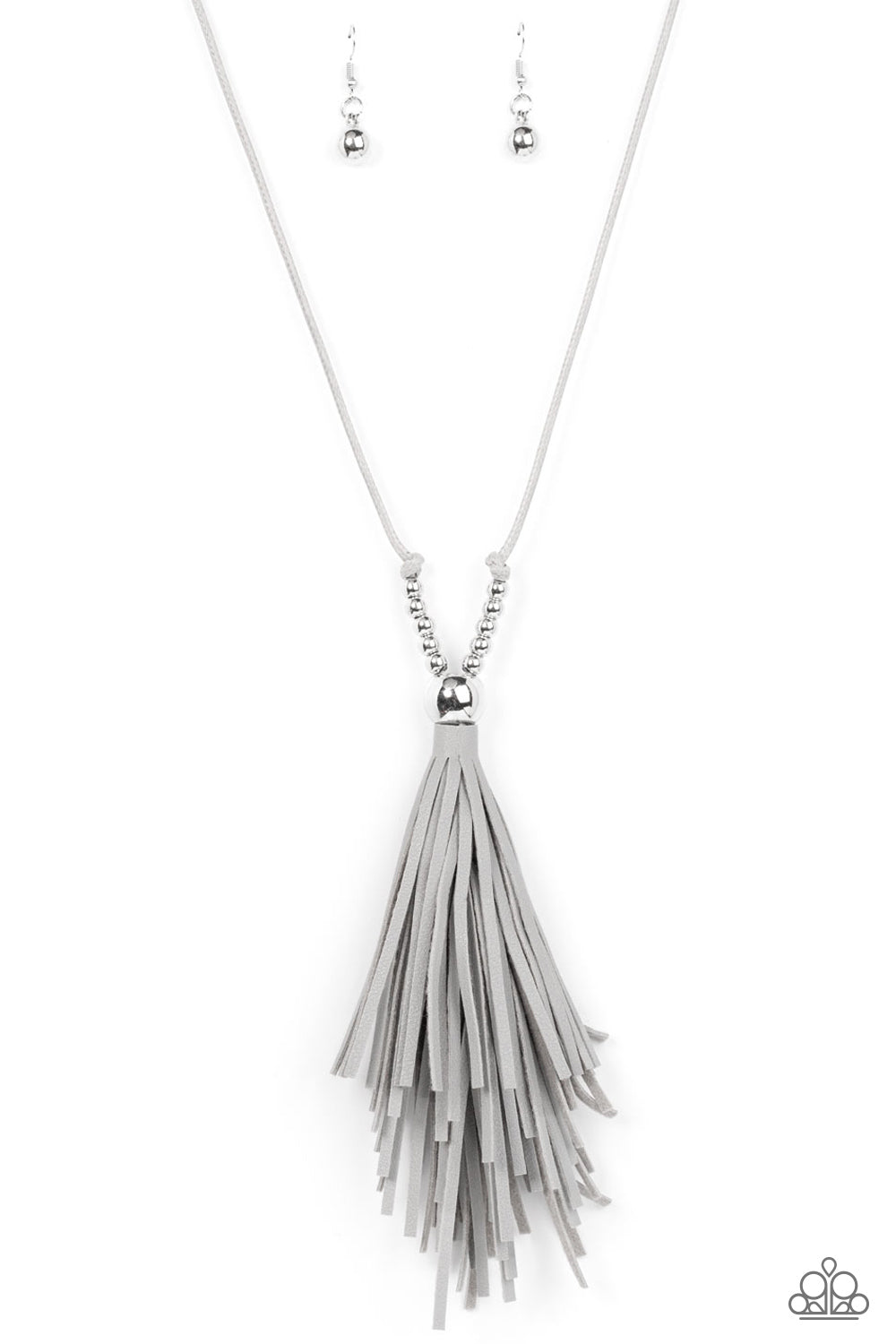 A Clean Sweep - Silver (Gray Leather) Necklace