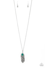 Load image into Gallery viewer, Pure QUILL-Power - Green (Green Cat's Stone) Feather Necklace