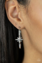 Load image into Gallery viewer, Lone Star Shimmer - White Rhinestone (Silver) Hoop Earring (SS-0422)