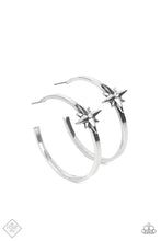 Load image into Gallery viewer, Lone Star Shimmer - White Rhinestone (Silver) Hoop Earring (SS-0422)