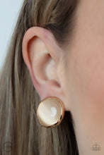 Load image into Gallery viewer, Cool Pools - Gold (Cat&#39;s Eye Stone) Clip-On Earring
