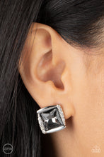 Load image into Gallery viewer, Sparkle Squared - Silver (Smoky) Clip-On Earring
