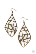 Load image into Gallery viewer, Geo Grid - Brass (Aurum Rhinestone) Earring