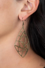 Load image into Gallery viewer, Geo Grid - Brass (Aurum Rhinestone) Earring