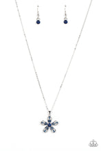 Load image into Gallery viewer, Botanical Ballad - Blue (Rhinestone) Floral Pendant Necklace