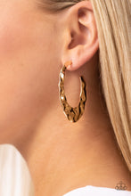 Load image into Gallery viewer, Make a Ripple - Gold Hoop Earring
