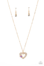 Load image into Gallery viewer, Bedazzled Bliss - Multi (Gold Heart/White Rhinestone) Necklace