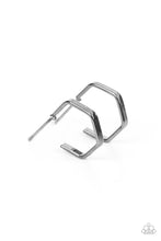 Load image into Gallery viewer, Haute Hexagons - Black Hoop Earring
