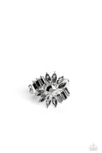 Load image into Gallery viewer, Untamable Universe - Silver (Smoky/Hematite) Rhinestone Petal Ring