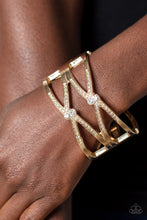 Load image into Gallery viewer, Entrancing Etiquette - Gold (White Rhinestone) Bracelet