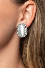 Load image into Gallery viewer, Shimmery Statement - White (Cat&#39;s Eye Stone) Clip-On Earring

