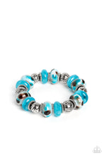 Load image into Gallery viewer, Warped Wayfarer- Blue (Turquoise and Silver Beads) Bracelet