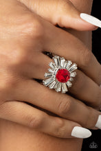 Load image into Gallery viewer, Starburst Season - Red Gem (White Rhinestone) Ring