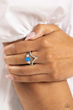 Load image into Gallery viewer, Chevron Celebrity - Blue (Oval-Cut Gem) Ring