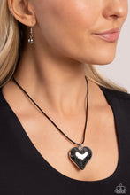 Load image into Gallery viewer, CORDED Love - Black (Silver Heart) Necklace