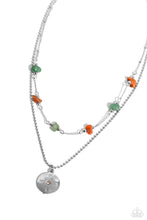 Load image into Gallery viewer, Sense of Direction - Green (Chiseled Jade and Orange Stone) Necklace