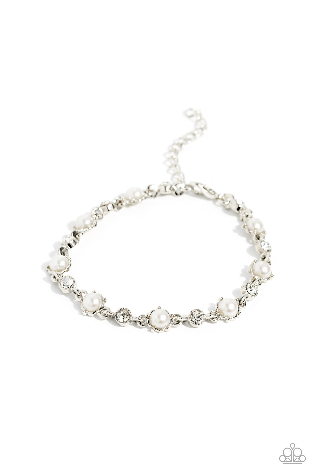 Particularly Pronged - White (Pearl and Gem) Bracelet
