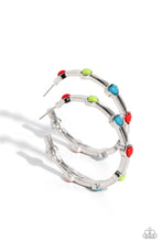 Load image into Gallery viewer, Affectionate Actress - Red (Multicolored  Heart) Hoop Earring
