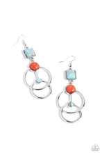 Load image into Gallery viewer, Interlocked Influence - Blue (turquoise and Red) Earring
