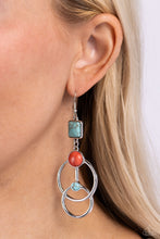 Load image into Gallery viewer, Interlocked Influence - Blue (turquoise and Red) Earring
