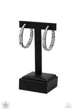 Load image into Gallery viewer, GLITZY By Association - Gunmetal (White Rhinestones) Hoop Earring